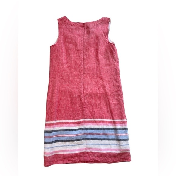 Talbots red 100% linen sleeveless shift dress Seaside Stripe size 6 - Picture 4 of 9